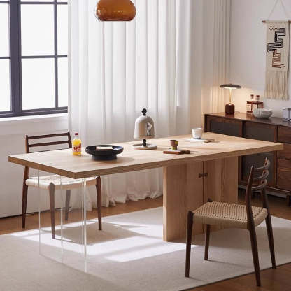 Nordic Ash Pine Acrylic Dining Table for 2/4 — Pine Wood