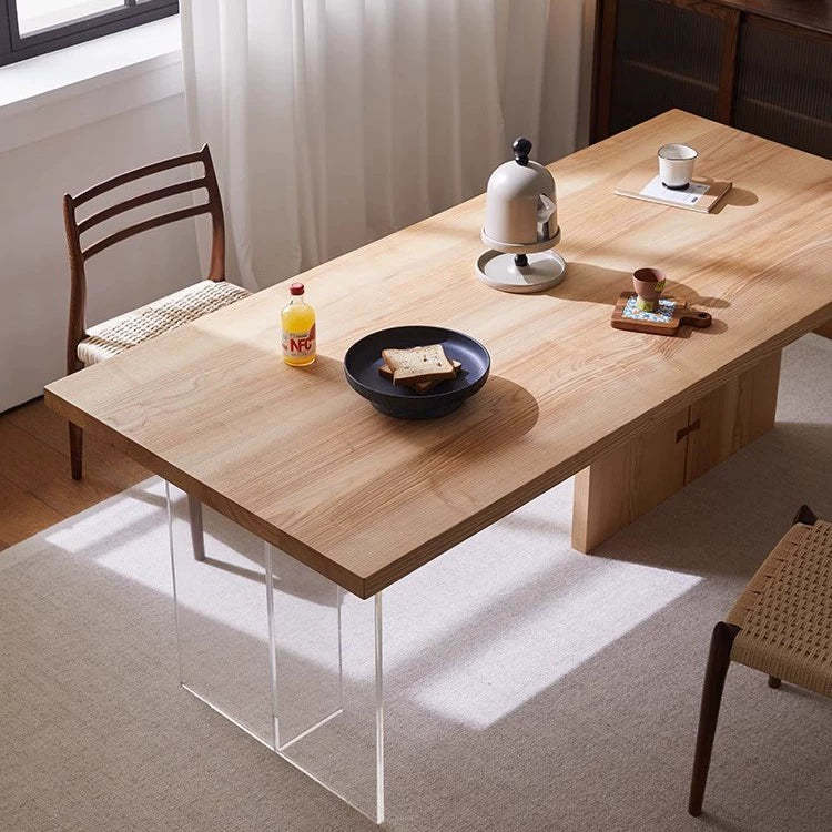 Nordic Ash Pine Acrylic Dining Table for 2/4