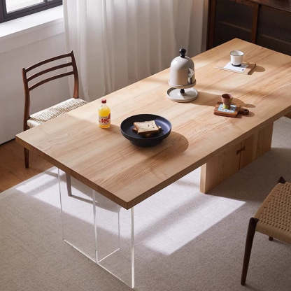 Nordic Ash Pine Acrylic Dining Table for 2/4