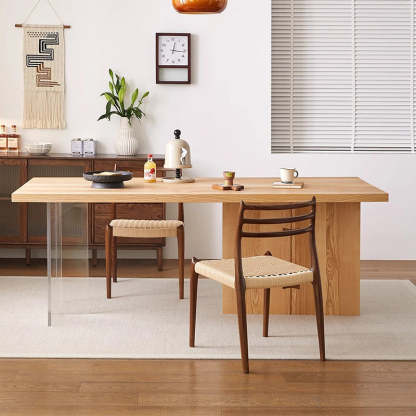 Nordic Ash Pine Acrylic Dining Table for 2/4