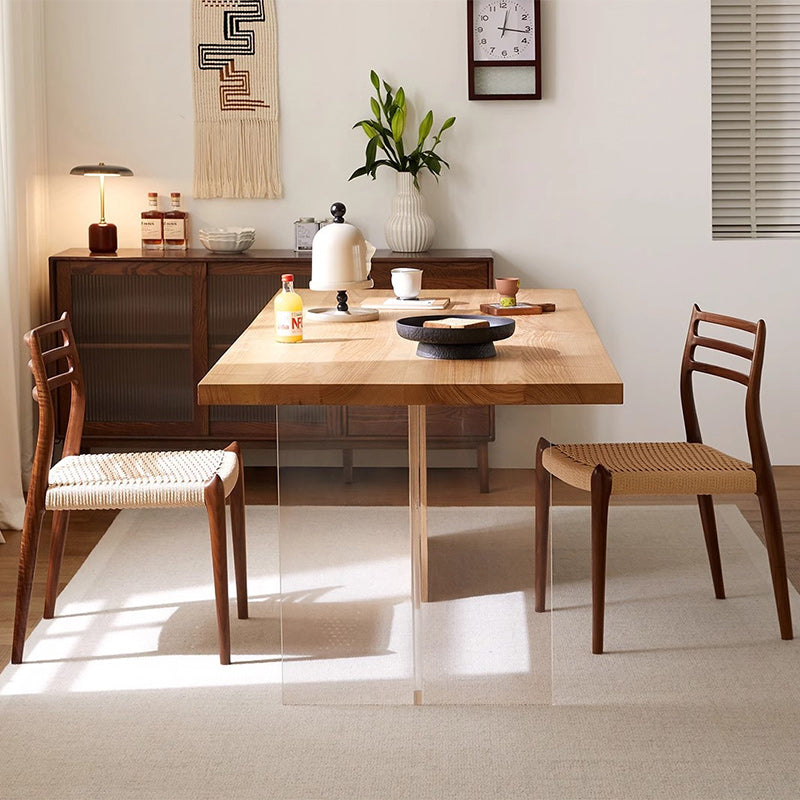 Nordic Ash Pine Acrylic Dining Table for 2/4