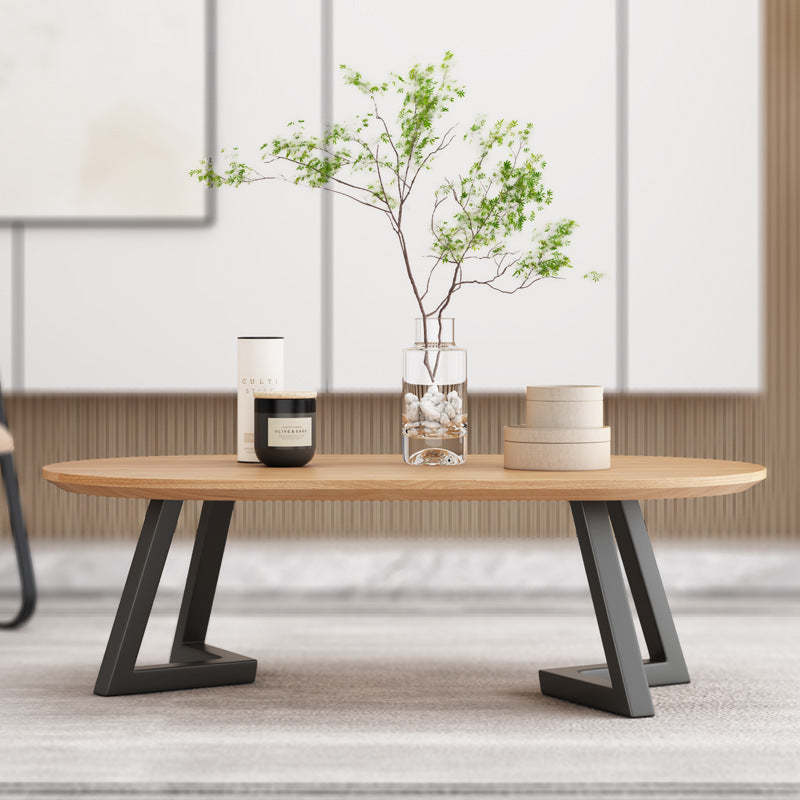 Wood triangle oval tray coffee tables — 47.2" L x 19.7" W x 17.7" H
