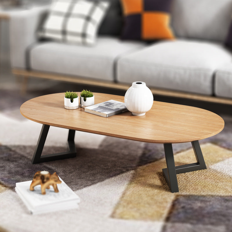 Nordic Wood Iron Oval Tray Coffee Table