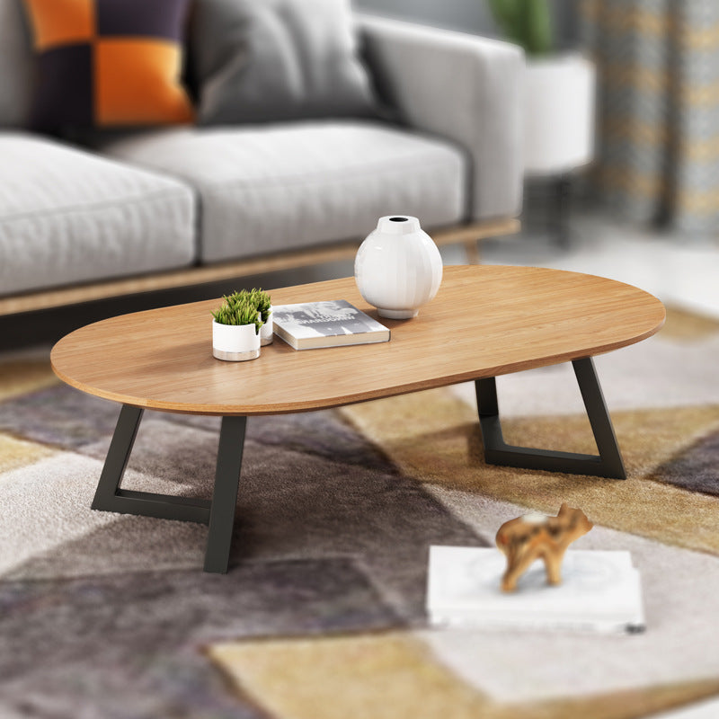 Nordic Wood Iron Oval Tray Coffee Table