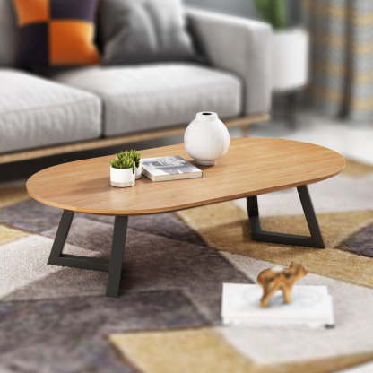 Nordic Wood Iron Oval Tray Coffee Table