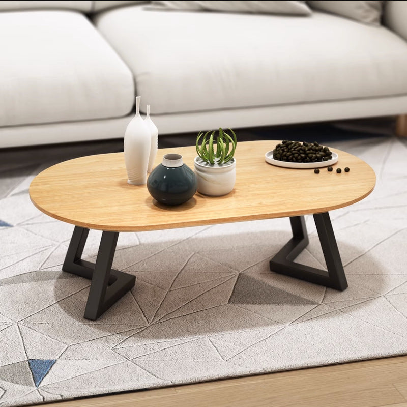 Nordic Wood Iron Oval Tray Coffee Table