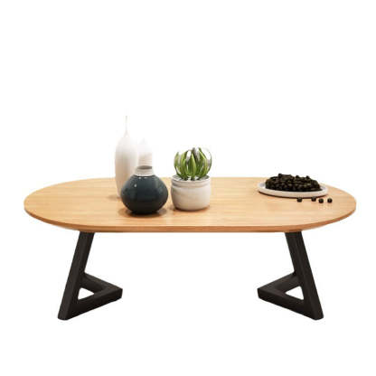 Nordic Wood Iron Oval Tray Coffee Table