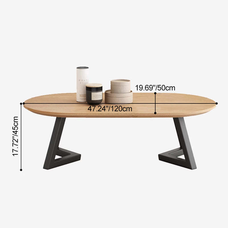 Nordic Wood Iron Oval Tray Coffee Table