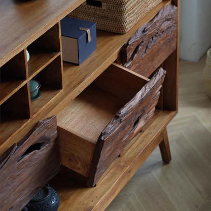 Vintage Camphor Wood 2-Tier Console Table