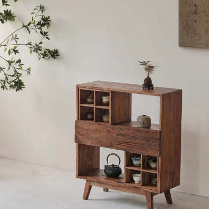 Vintage Camphor Wood 2-Tier Console Table