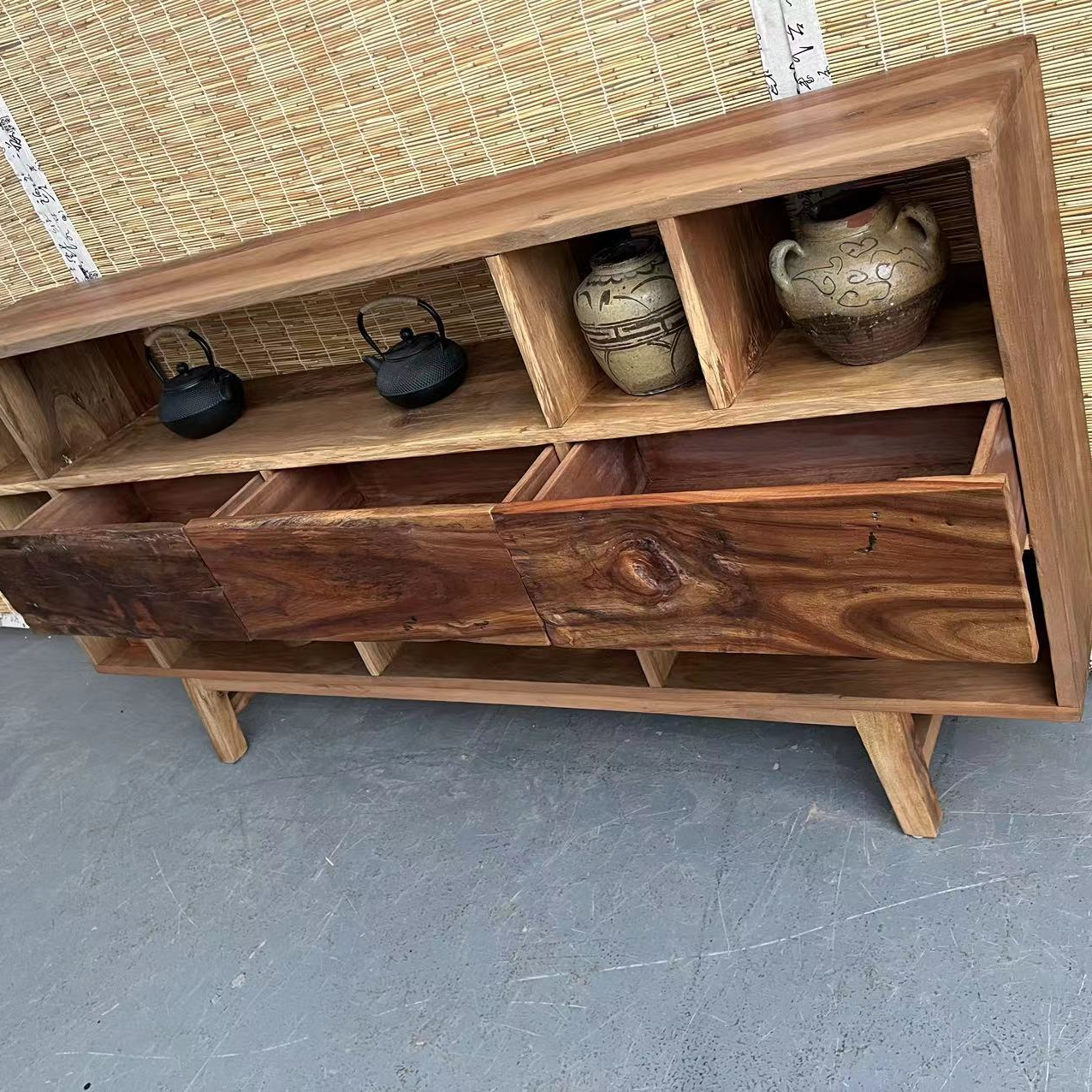 Vintage Camphor Wood 2-Tier Console Table
