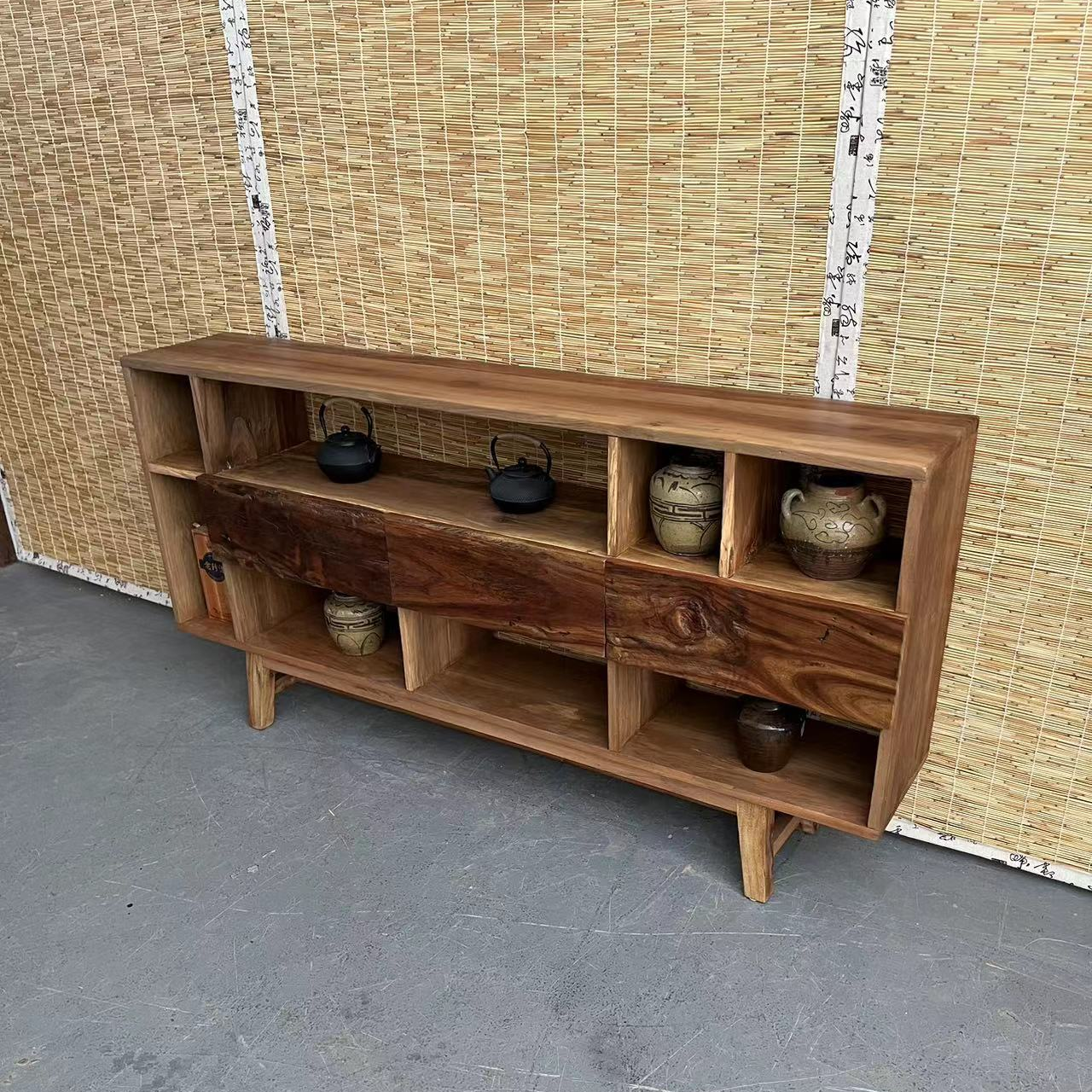 Vintage Camphor Wood 2-Tier Console Table