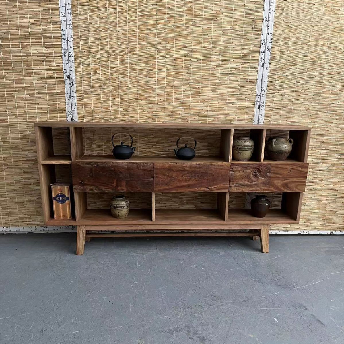Vintage Camphor Wood 2-Tier Console Table
