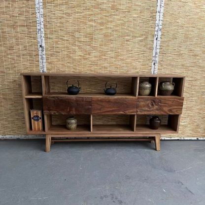 Vintage Camphor Wood 2-Tier Console Table