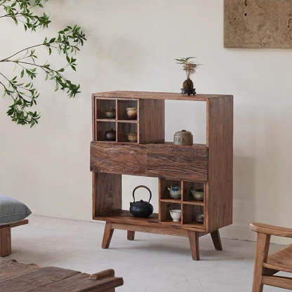 Vintage Camphor Wood 2-Tier Console Table
