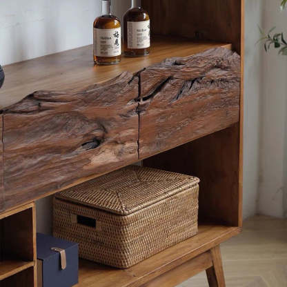 Vintage Camphor Wood 2-Tier Console Table