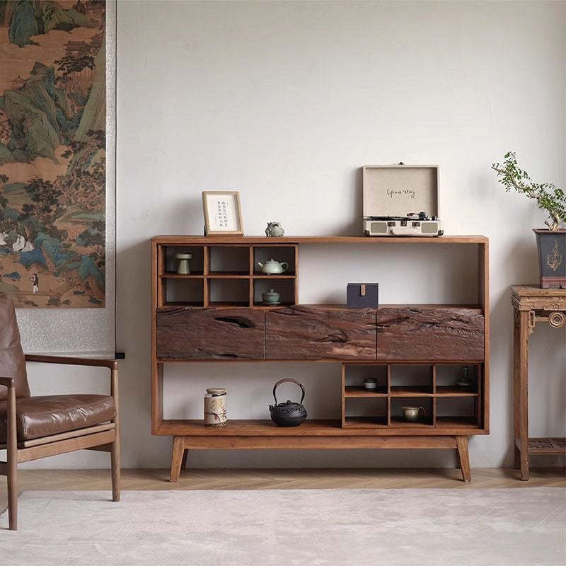 Vintage Camphor Wood 2-Tier Console Table