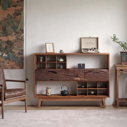 Vintage Camphor Wood 2-Tier Console Table