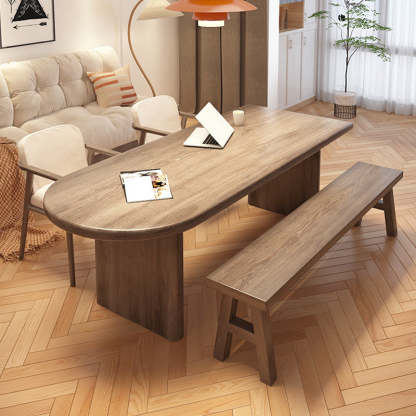 Scandinavian Pine Ash Wood Oval Dining Table