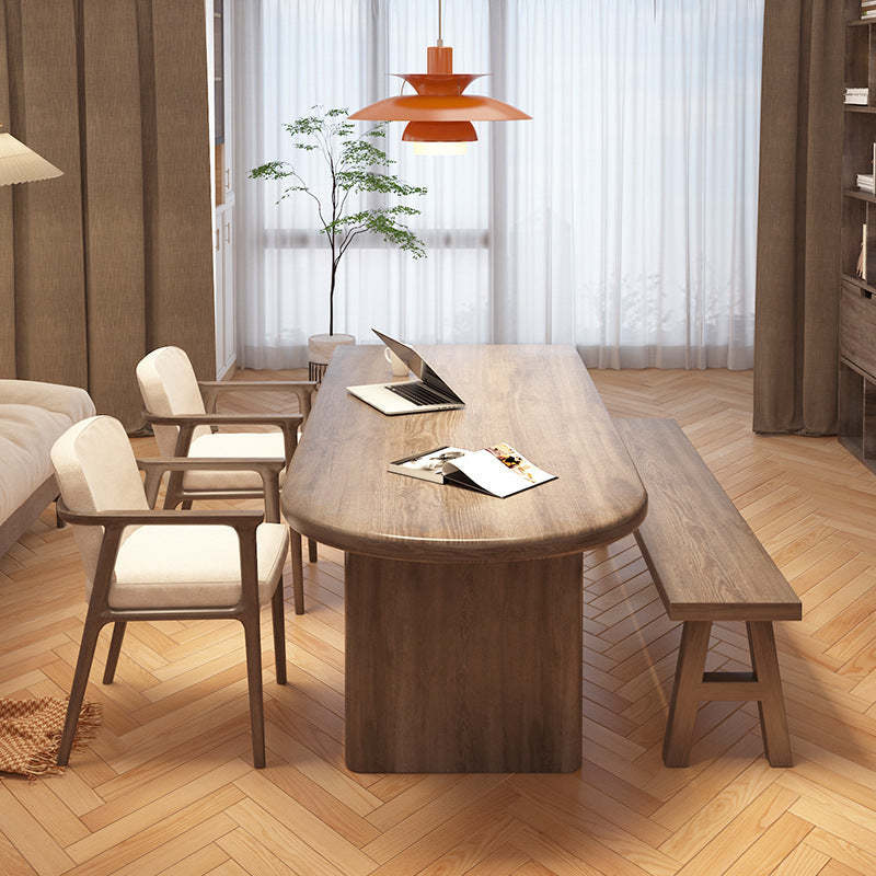 Scandinavian Pine Ash Wood Oval Dining Table