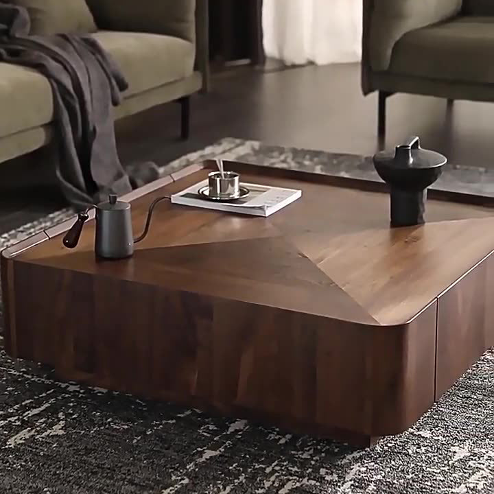 Scandinavian Walnut 2-Drawer Coffee Table