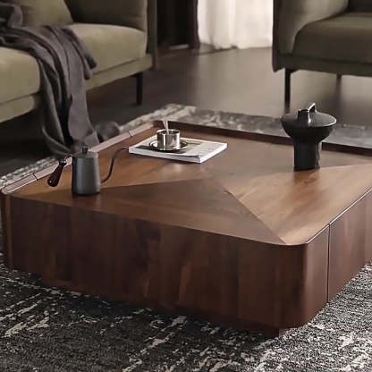 Scandinavian Walnut 2-Drawer Coffee Table