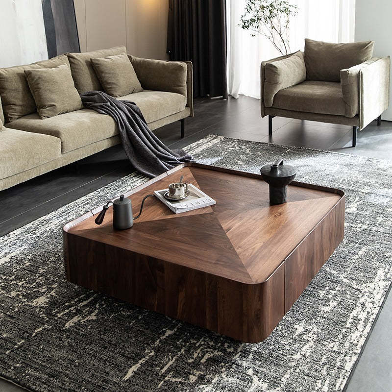 Nordic 2-drawer coffee tables in linen — 31.5" L x 31.5" W x 12.2" H