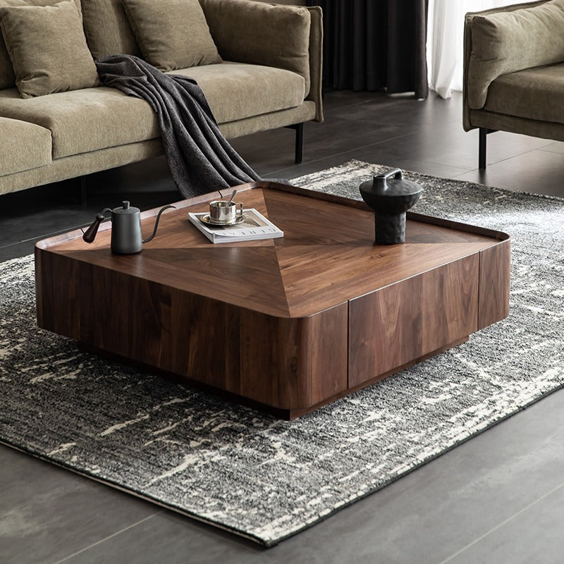 Scandinavian Walnut 2-Drawer Coffee Table