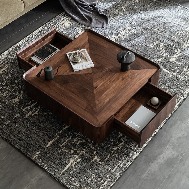 Scandinavian Walnut 2-Drawer Coffee Table