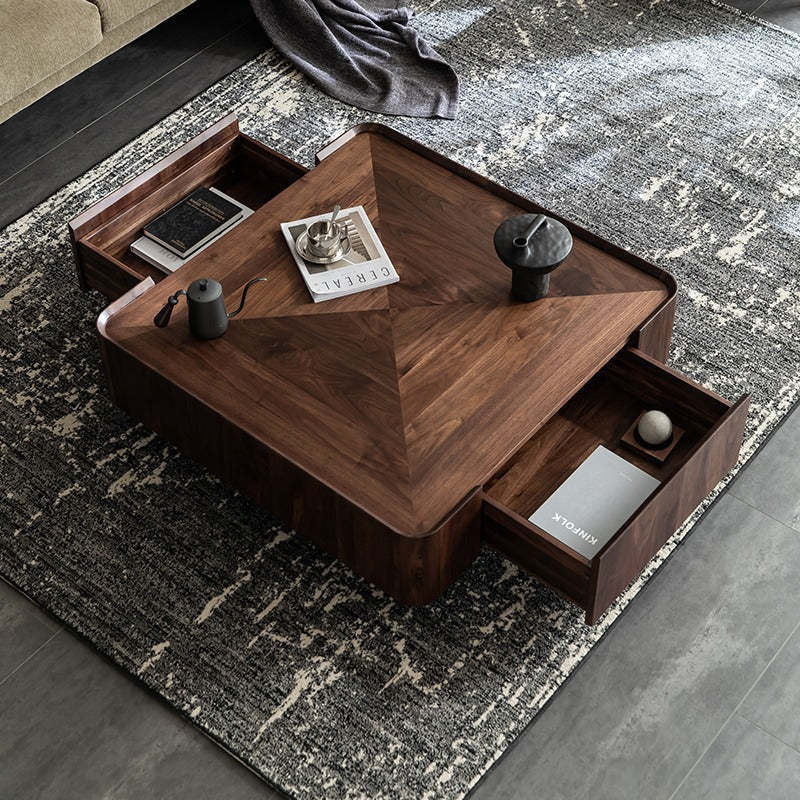 Scandinavian Walnut 2-Drawer Coffee Table