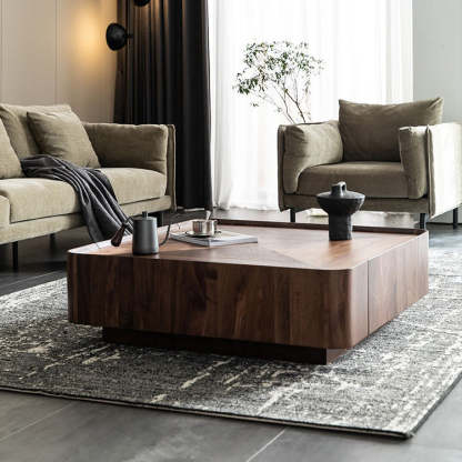 Scandinavian Walnut 2-Drawer Coffee Table