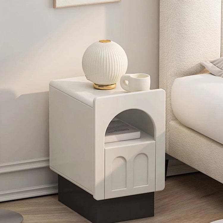 Nordic Fiberboard Arched Door Nightstand — White + Black