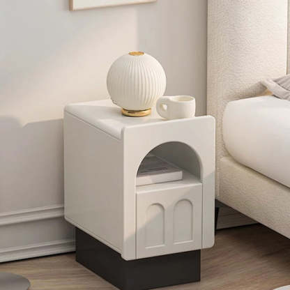 Nordic Fiberboard Arched Door Nightstand — White + Black