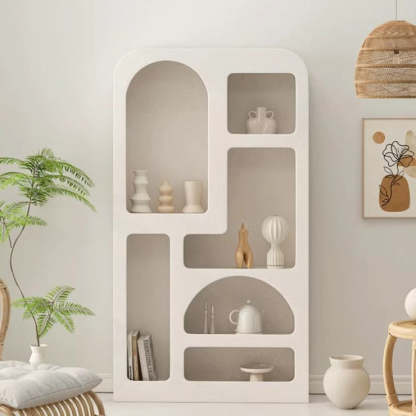 Scandinavian Plate Cave 4-6 Storage Cabinet Side Table — White