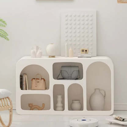 Scandinavian Plate Cave 4-6 Storage Cabinet Side Table — White