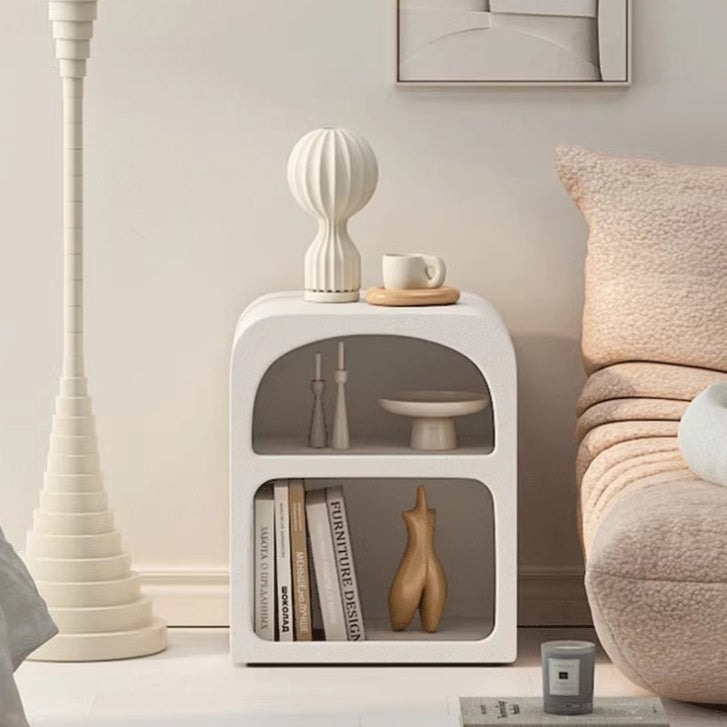 Modern Engineered Wood Grainy Arched Door Nightstand 2-Tier