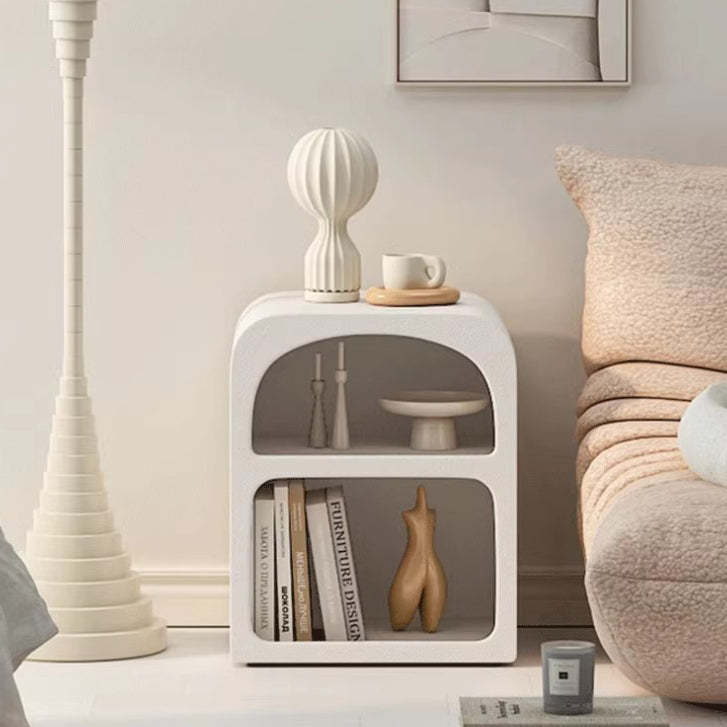 Modern Engineered Wood Grainy Arched Door Nightstand 2-Tier