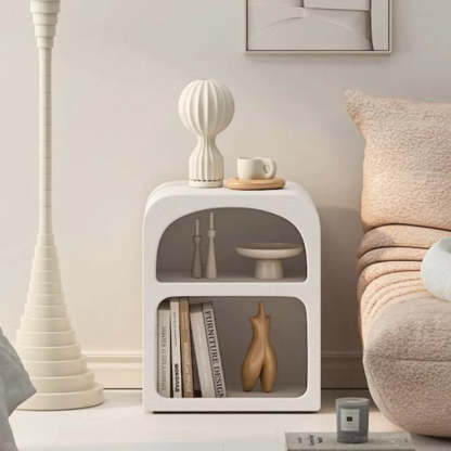 Modern Engineered Wood Grainy Arched Door Nightstand 2-Tier