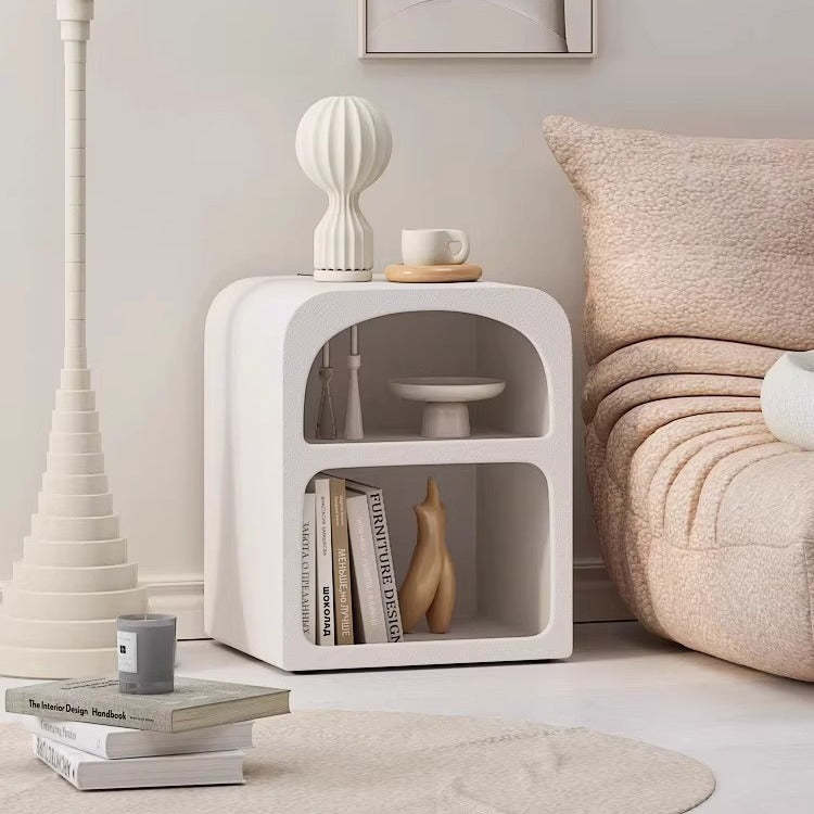 Modern Engineered Wood Grainy Arched Door Nightstand 2-Tier
