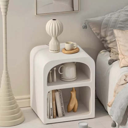 Modern Engineered Wood Grainy Arched Door Nightstand 2-Tier