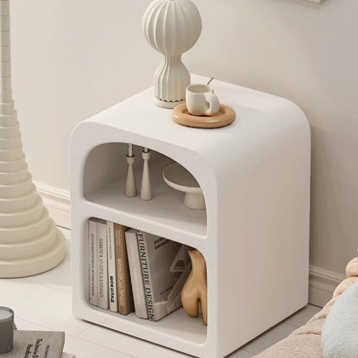 Modern Engineered Wood Grainy Arched Door Nightstand 2-Tier