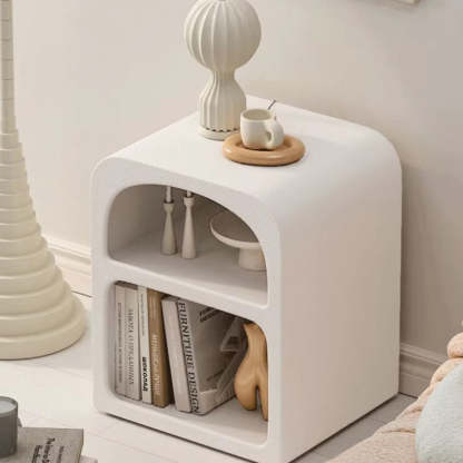 Modern Engineered Wood Grainy Arched Door Nightstand 2-Tier