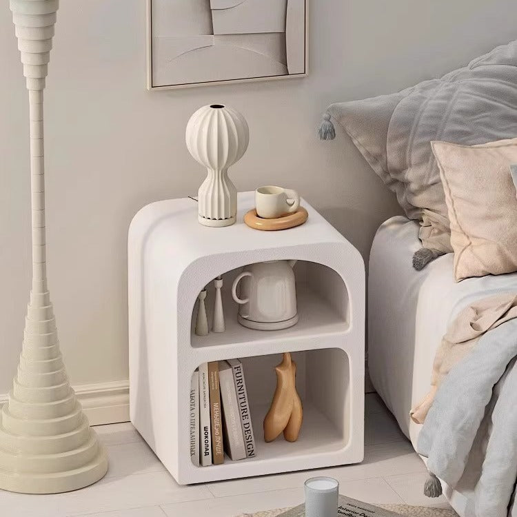 Modern Engineered Wood Grainy Arched Door Nightstand 2-Tier