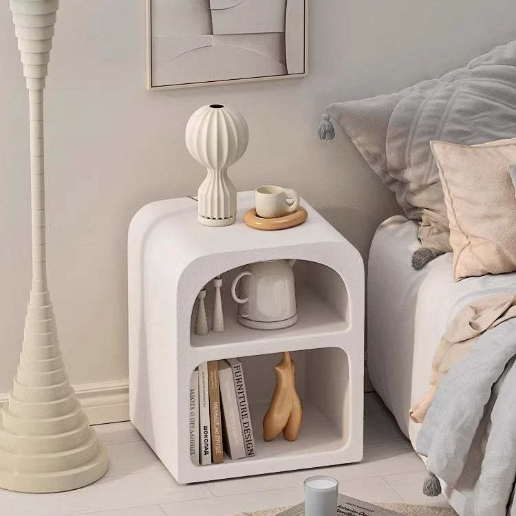 Minimalist door engineered nightstands in wood — 15.75" L x 13.78" W x 18.9" H / White