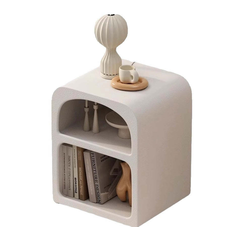 Modern Engineered Wood Grainy Arched Door Nightstand 2-Tier