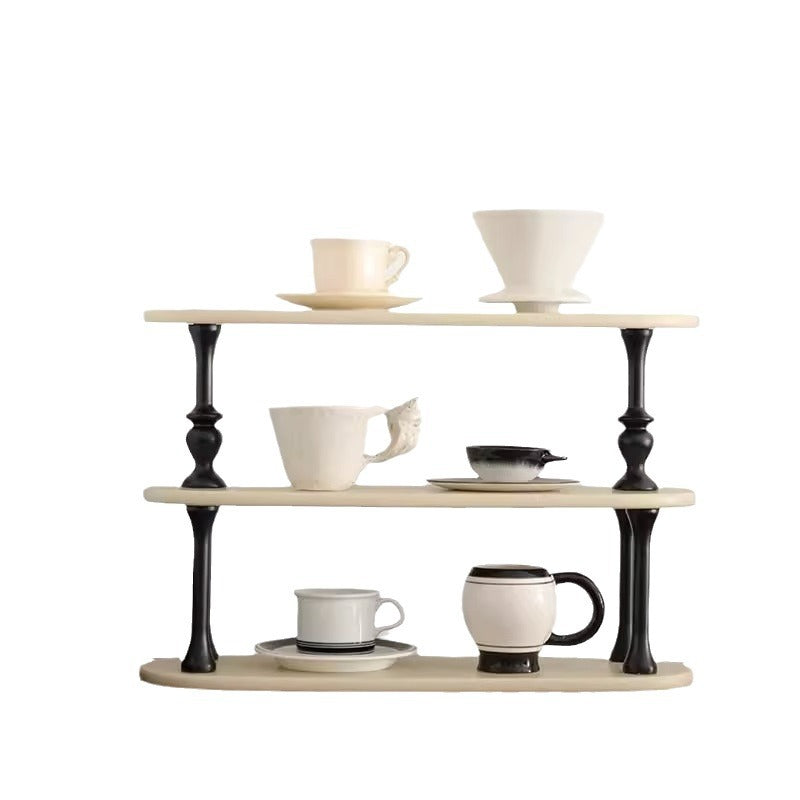 French Engineered Wood Oval Roman Column Side Table 3-Tier