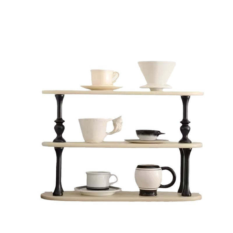 French Engineered Wood Oval Roman Column Side Table 3-Tier