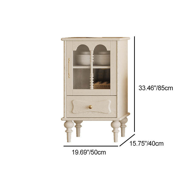 French Oak Striped Glass Arched-Door 2/3-Tier Side Table