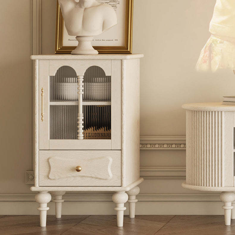 French Oak Striped Glass Arched-Door 2/3-Tier Side Table — Black