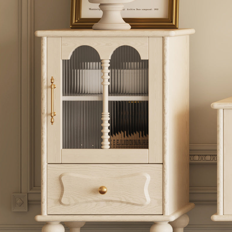 French Oak Striped Glass Arched-Door 2/3-Tier Side Table